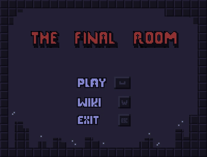 Menú pixel art de The Final Room, juego por turnos en C++