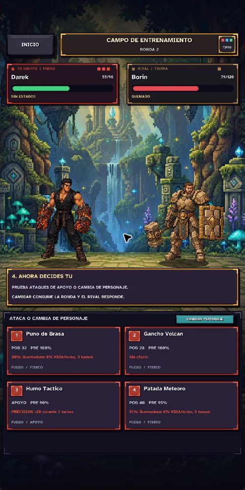 A turn-based battle in Recruit Raider