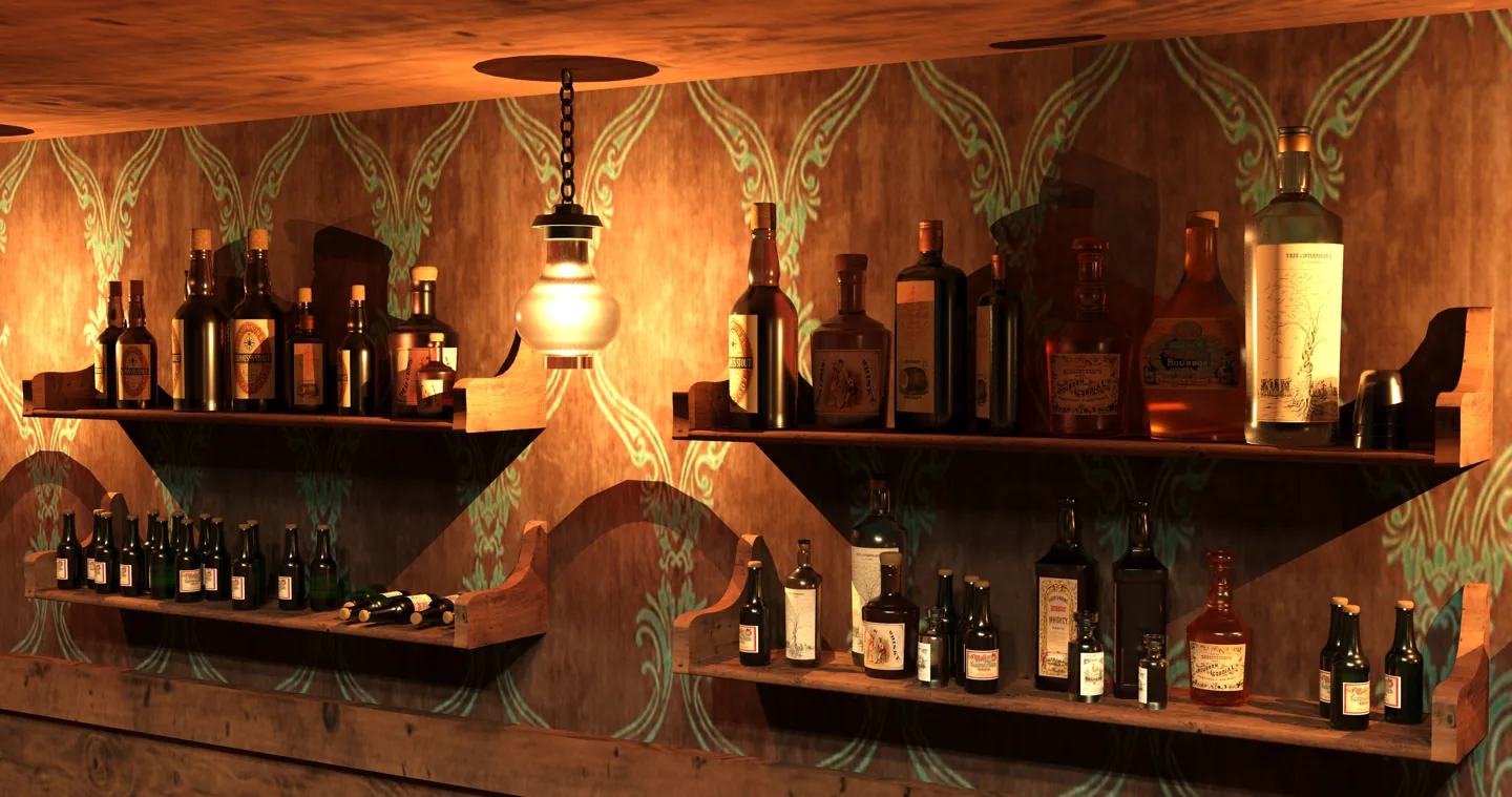 Render de Bullet Saloon: botellas