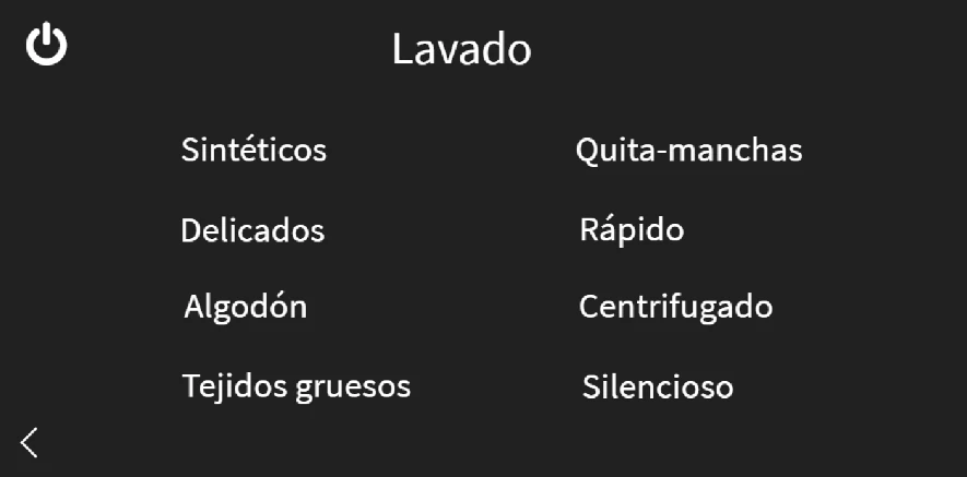 Selección del programa de lavado